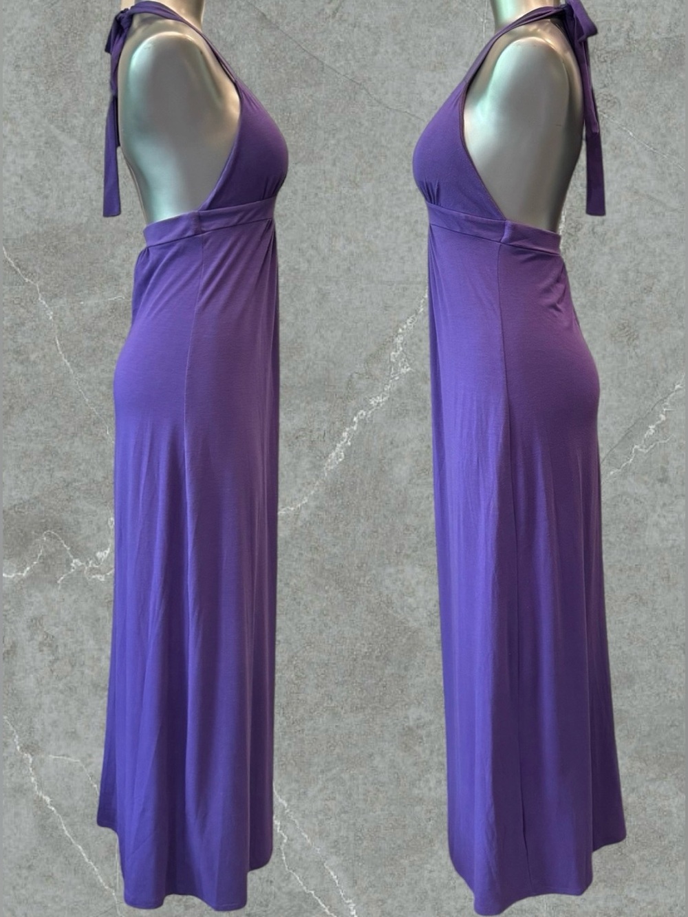 2 for $30 | Sleeveless Purple Halter Maxi Dress - Picture 6 of 15